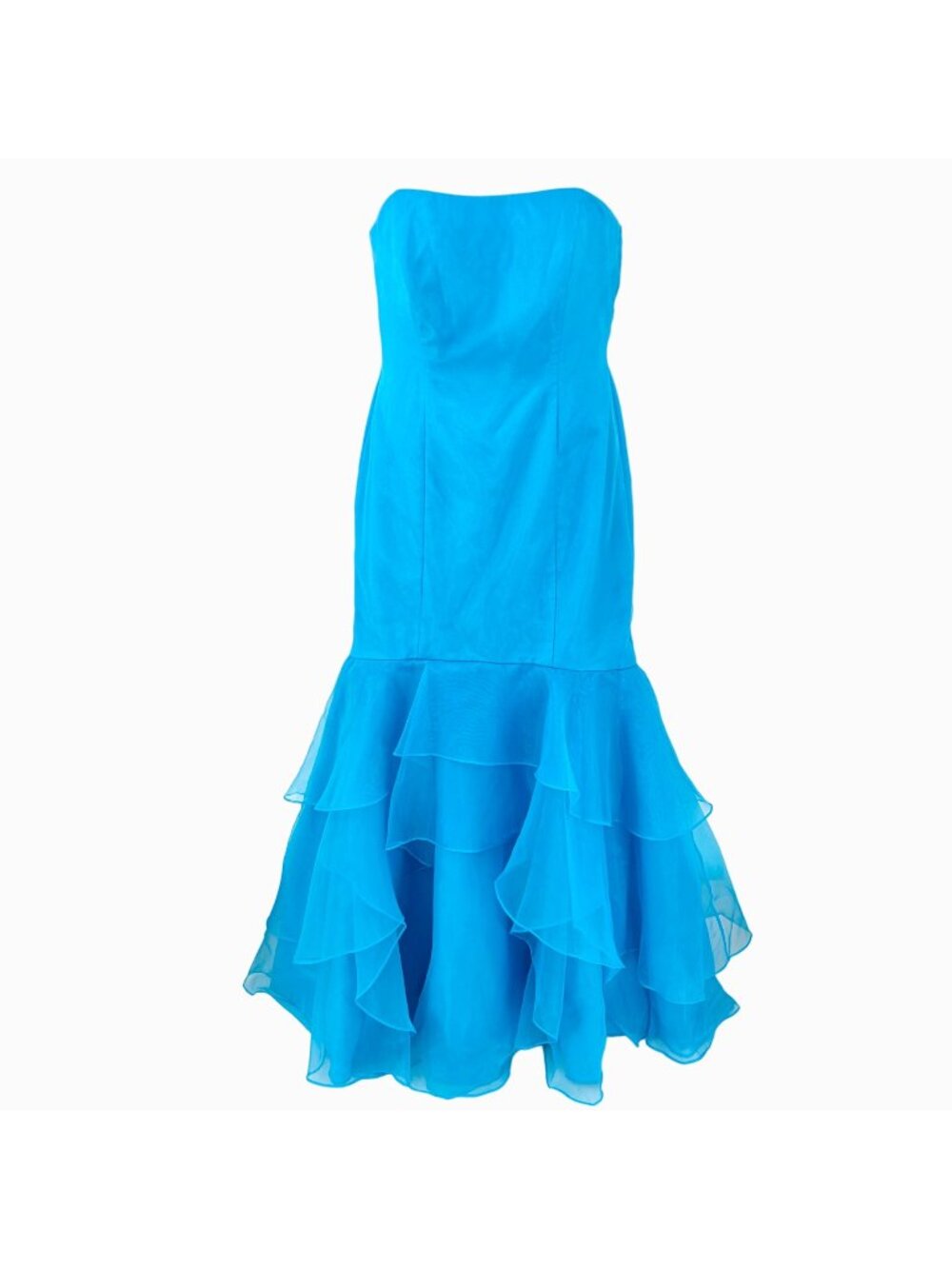 NWT DAVID'S BRIDAL MALIBU BLUE ORGANZA MERMAID PROM FORMAL BRIDESMAID DRESS GOWN